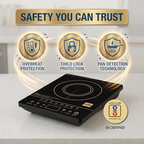 Image of CELLO Blazing Prime Induction Cooktop Stove 2100 Watts Black | Crystal Glass Top Plate, Smart Touch Control, 7 Preset Menu, Smart Pause Function & Over Heat Protection, Easy to Clean | 1 Year Warranty