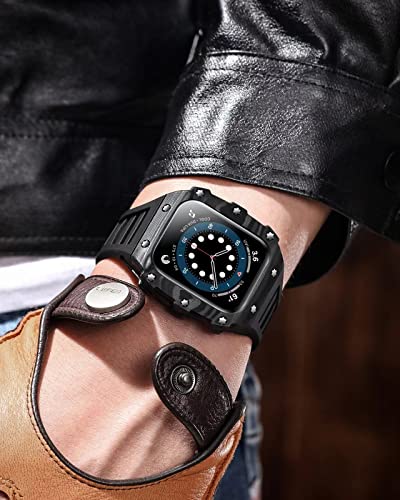 Kit de modification Apple Watch luxe en fibre de carbone et silicone bleu - 6