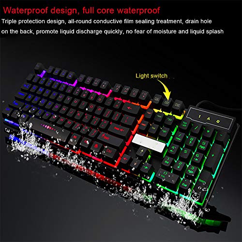 Weite Teclado mecânico para jogos com retroiluminação de LED tricolor com cabo USB destacável – Vers
