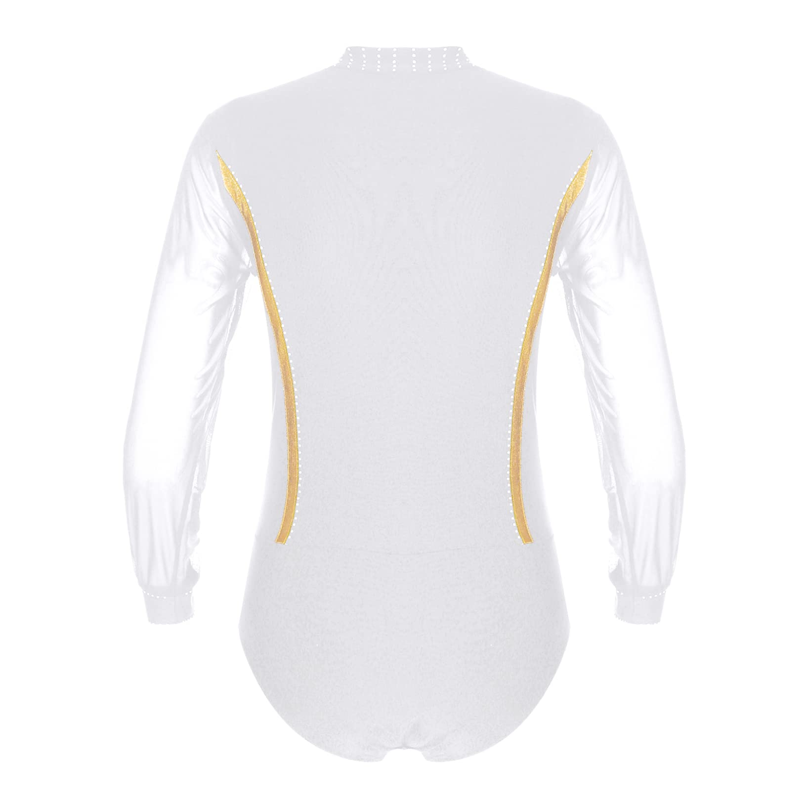 Maillot de Danza Ballet para Hombre Manga Larga Camisa de Baile Latino Cuello V Clásico Body Leotardo ​de Danza Tango Samba Salsa Elástico