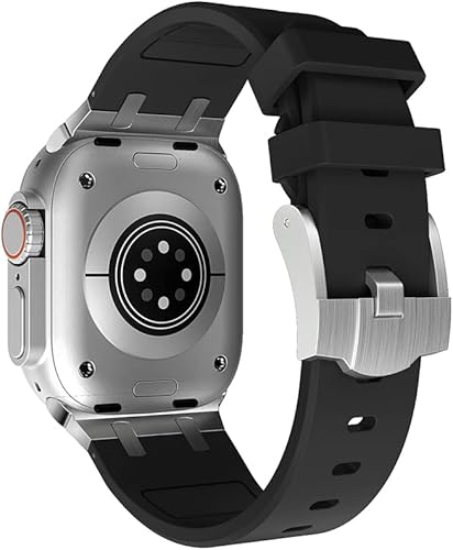 Miniatura 2 de Compatible con Apple Watch Ultra 2 Band para hombre, correa de silicona y hebilla de acero inoxidable diseñada para iPhone Watch, correas iWatch