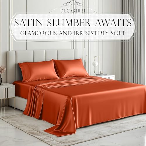 Image of DECOLURE Satin Sheets Full Size | Softer Than Silk | Luxury 4 Pc Bed Set