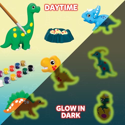 Image of Little Berry DIY Mould and Paint Kit for Kids: Dinosaurs Craft Kit | Make 6 Glow in The Dark Fridge Magnets | Painting Art & Craft Set for Girls & Boys 3-10 Years | DIY Kit for Kids | Gifting Toys
