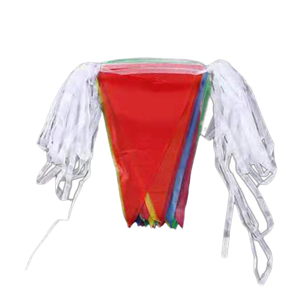 Wambere 5 Stück Wimpelkette Bunt Dreieck Flaggen Wimpel Girlande Wimpel Banner Willkommen Girlande Geburtstagsgirlande Wetterfest Stoff Wimpel Deko Girlande Bunt für Hochzeit Party Festival,Weiß A,L