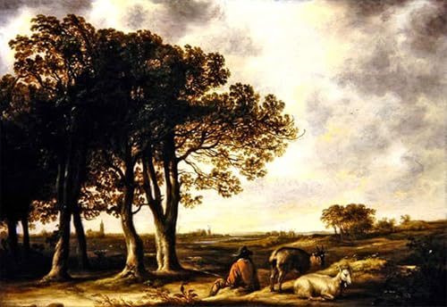 Cuadro en lienzo de Aelbert Cuyp: pintura para pared de paisaje de Ámsterdam (60x90cm)