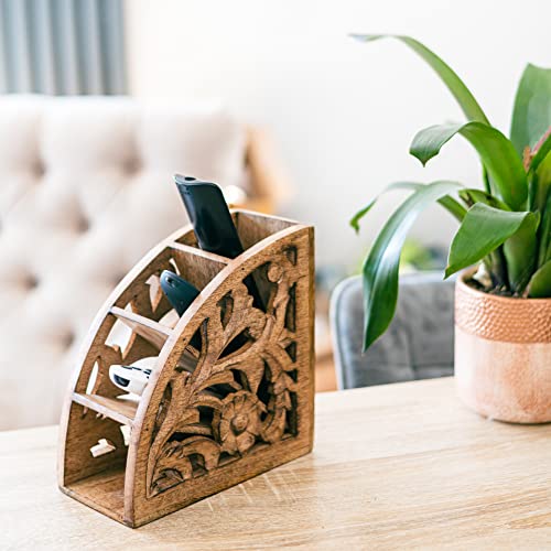 Organisateur télécommande en bois 4 cases anti-perte de boîtiers