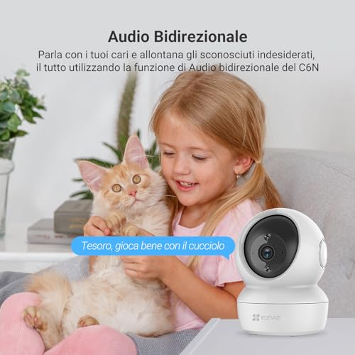 EZVIZ C6N Telecamera Wi-Fi Interno 1080p Videocamera Sorveglianza Interno Pan/Tilt/Zoom Compatibile con Alexa, Rotazione a 360°, Visione Notturna, Tracciamento del Movimento e Audio Bi-direzionale - Immagine 5