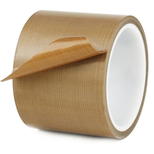 CHUANGDANG Teflone Glass Cloth Tape,3''x 33ft x 0.18mm,PTFE Coated Fiberglass Adhesive Tape,High Temperature PTFE Tape for Vacuum Sealer Machine,Hand Impulse Sealers Insulation,Low Friction Tape