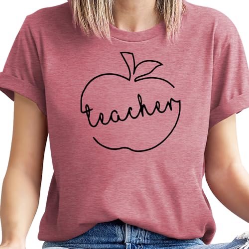 Teacher Shirts for Women Elementary School Teacher T-Shirt Back to School Women Tops Heart Tee - Image 3