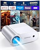 Mini Projector With WiFi and Bluetooth, 400 ANSI Outdoor Projectors 1080P for iPhone, Home Cinema Projector 4K Support for Bedroom, 200” Wireless WiFi Projectors for Smartphone/HDMI/USB/TV Stick