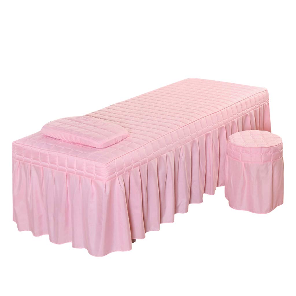Flameer Solid Color Massage Table Skirt Beauty Facial Bed Bedding Linen Valance Sheet Cover with 21inch Drop Bedskirt - Pink-190x80cm, as described : Beauty & Personal Care