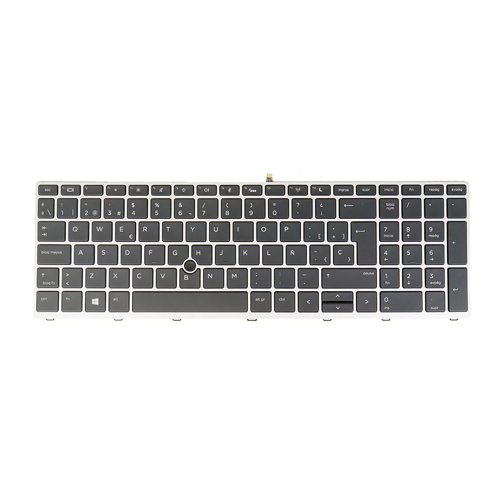 SP - Teclado para HP Probook 650 G4, 650 G5, L00741-071 L09595-071, retroiluminado, con marco plateado, con TrackPointer
