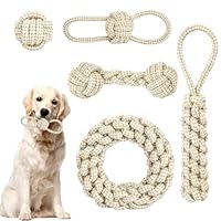 PIWOSGOL 5 Stück Hunde Kauspielzeug Seil, Geflochtene Hundeseile Spielzeug aus Baumwolle & Hanf, Hundespielzeuge Set, Interaktives Kauspielzeug für Welpen, Kleine, Mittelgroße Hunde