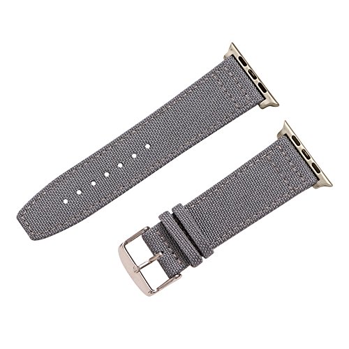 Clockwork Synergy - Cordura Canvas Leather Band Compatible for 38mm Apple Watch Series (Dusk)