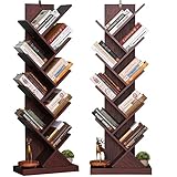 Tree Bookshelf, 9-Tier Rustic Tree Bookcase, Artistic Display Shelf Rack for Books, CDs, Decors,...