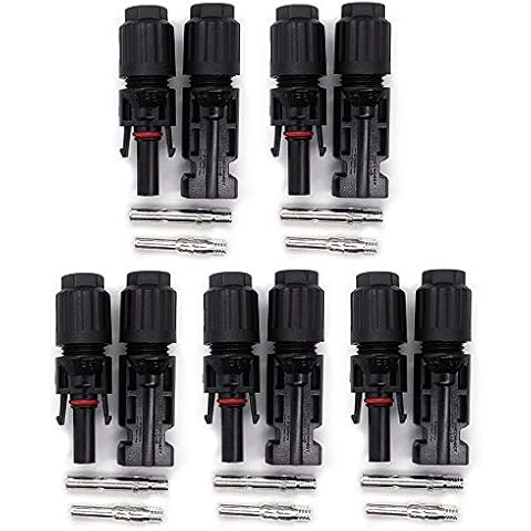 Sudoo 5 Pairs Connectors for Solar Panels Waterproof IP67 Male Female Compatible with MC4 Connectors Cover