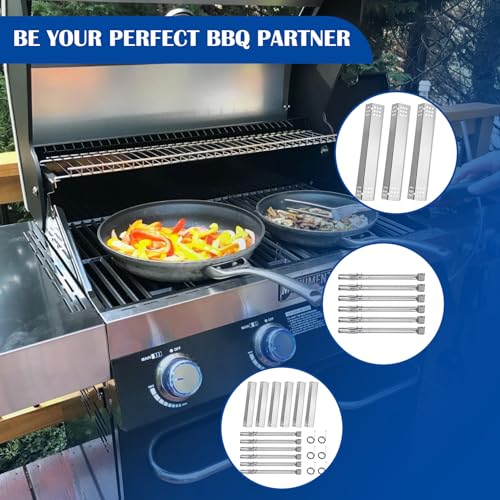 Image of Grill Replacement Parts for Monument 77352 7735MB 24367 17842 41847NG 35633 Gas Grill, Burner Tube, Heat Plate, and Igniter Monument Grill Replacement Parts, Stainless Steel Grill Accessories, 6 Pack