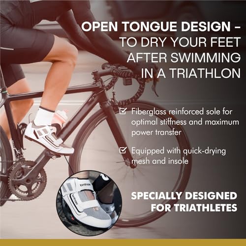 Tommaso Veloce II Cycling Shoes - Ride in Style - Peloton Shoes Triathlon Road Bike Indoor Cycling Men Women Compatible with Look Delta SPD SPD-SL Cleats White Black4