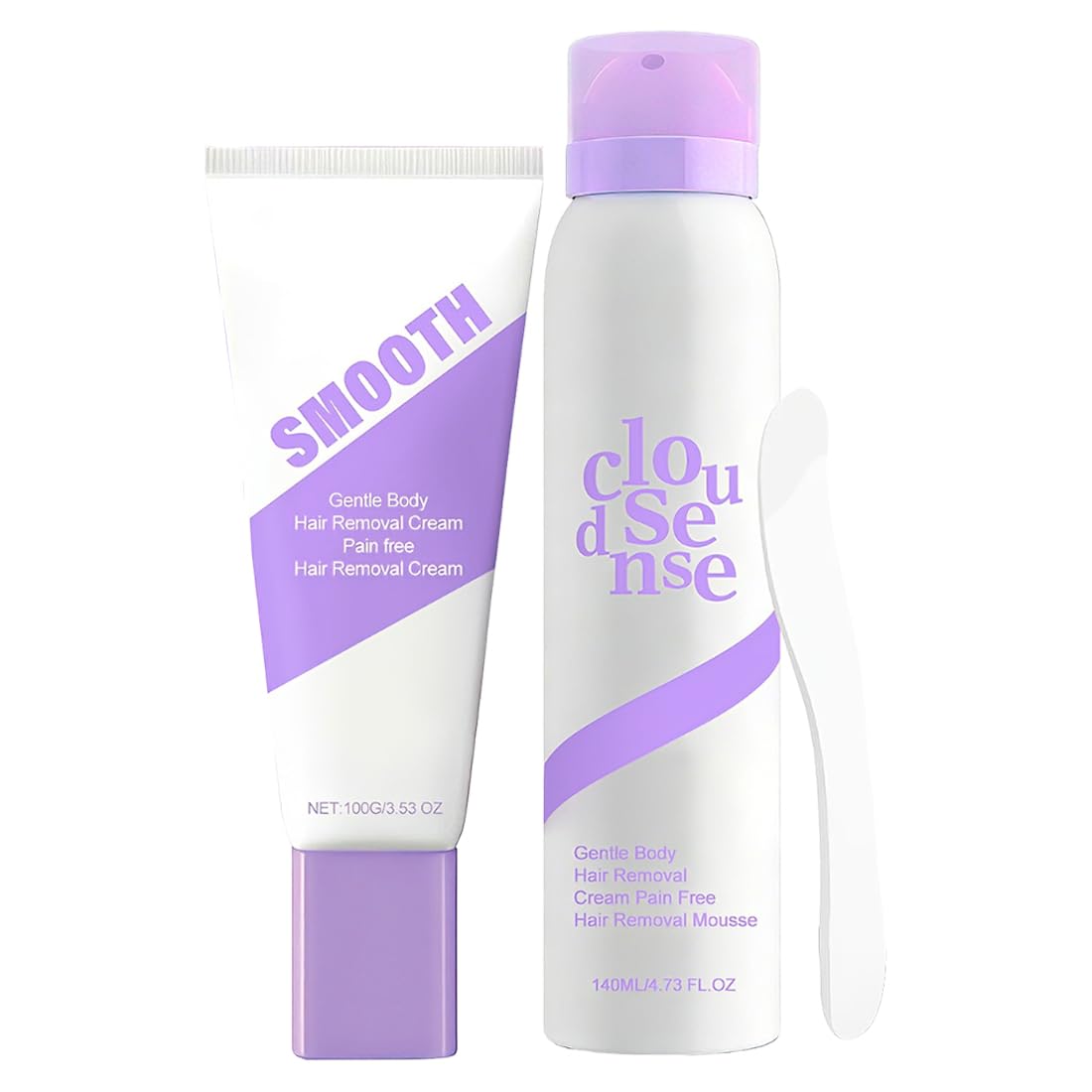1 kit d'épilation douce,140 ml de mousse dépilatoire + 100 g de crème dépilatoire + spatule,épilation indolore, convient au visage, aux aisselles et aux zones intimes, pour une peau lisse
