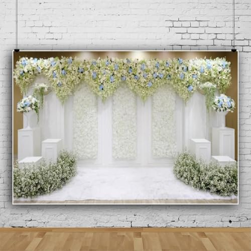 Fondo fotográfico 10x8ft blanco y azul para bodas miniatura 3