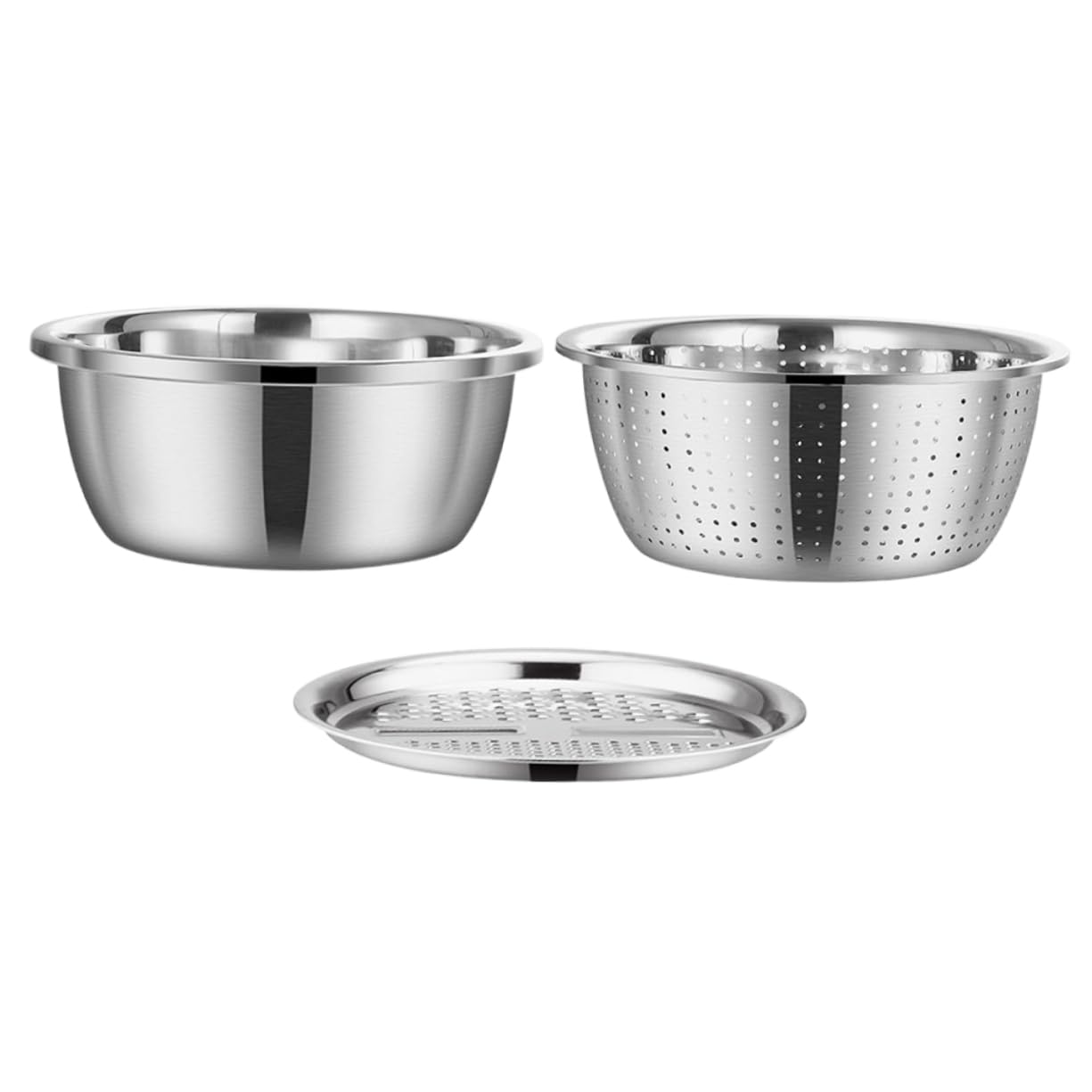Homoyoyo 3-in-1 Gemüseschneider und Küchensieb aus Edelstahl mit Verdicktem Großem Rand Multifunktionalem Design für Kochen und Hausküchen