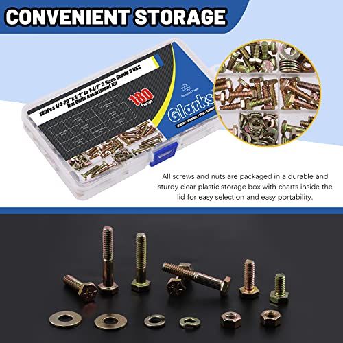Assortiment de boulon et écrou hexagonal 1/4"-20 grade 8 Glarks - 6
