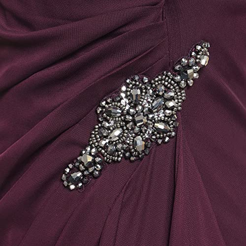 Image of Alex Evenings Women's Long Cold Shoulder Mother of the Bride Dress with Beaded Detail at Hip