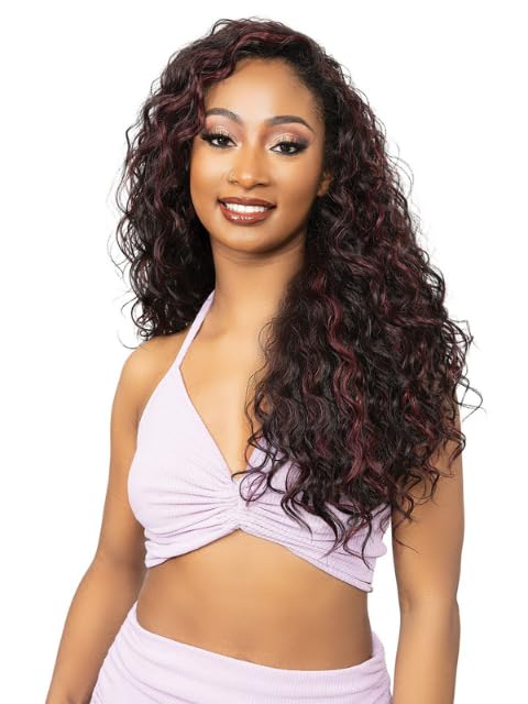 Janet Collection Remy Illusion Easy N Swift Waco Half Wig - Deep Wide Combs - Forehead Cap (1B)