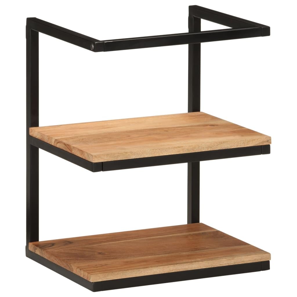 Estantería de pared de madera maciza de acacia y hierro, 40 x 30 x 50 cm, con espacio de almacenamiento y estante para muebles de baño, mueble de baño, armario para lavabo, armario con espejo