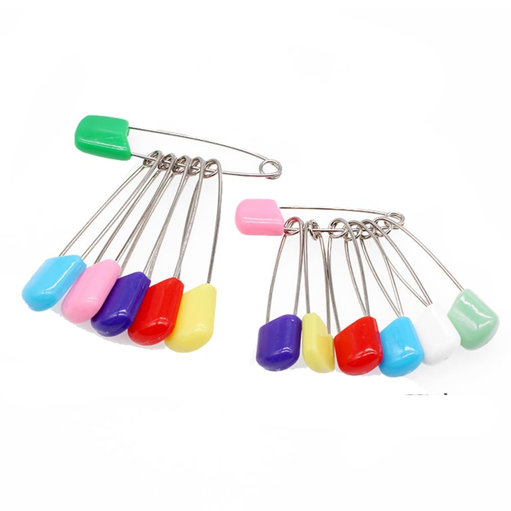50 unidades de 54 mm multicolor para niños, imperdibles de seguridad de acero inoxidable, alfileres para pañales con cierre de bloqueo, agujas de seguridad para niños, para coser ropa