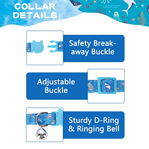 Blue Basic Cat Collars with Bells, 2 Pack Marine Pattern Cat Collars, Breakaway Cat Collar with Quick Release Buckle⦠- Image 5
