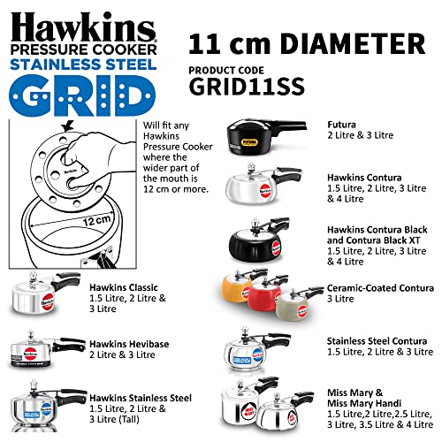 Image of Hawkins Pressure Cooker Steaming Grid 11cm | GRID | Steaming Rack for Food & Containers | ISI Certified | Silver (GRID11SS)