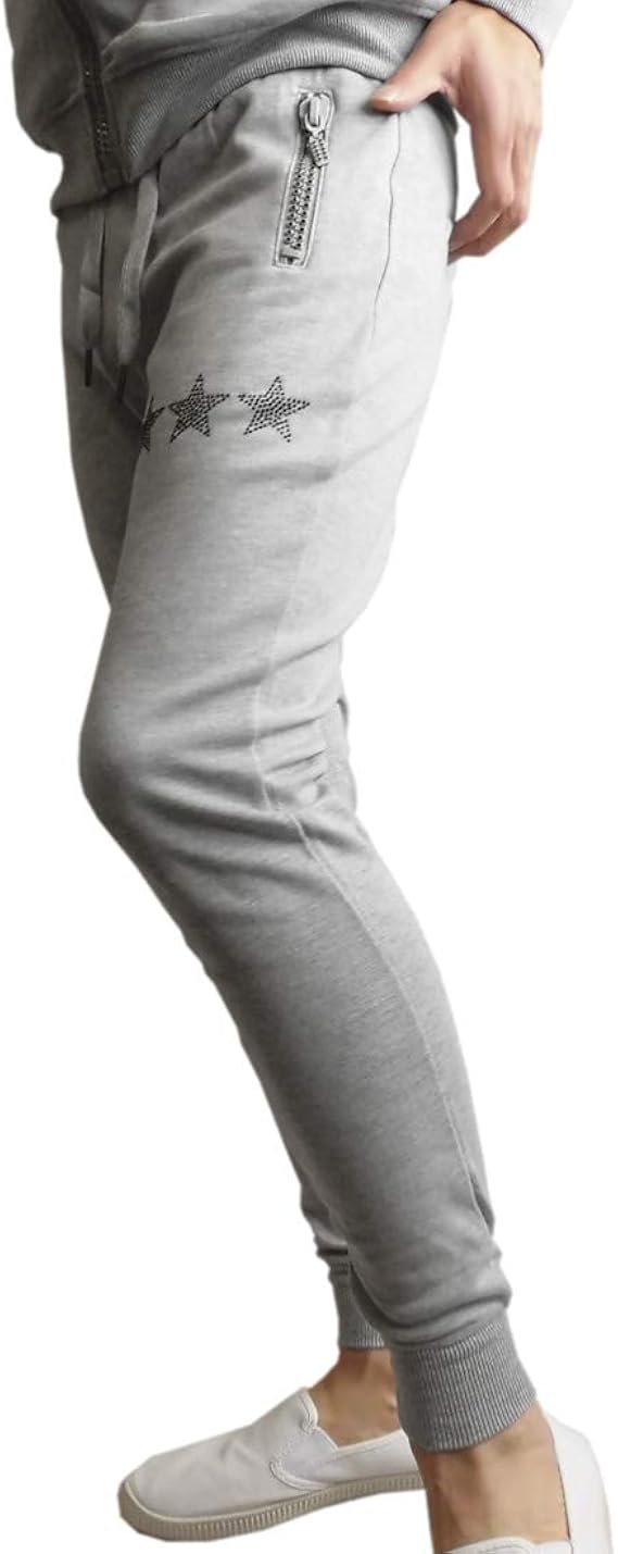 Amazon エボリューション Evolution スター 星 ラインストーン メンズ カットソーパンツ スウェットパンツ ジョガーパンツ 輝く ロングパンツ 通販