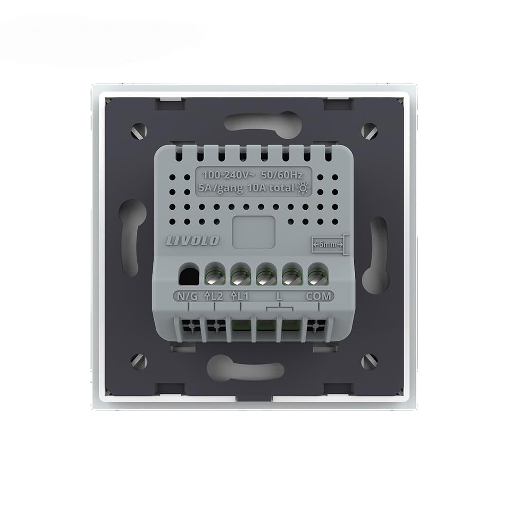 LIVOLO 2-facher dimmbarer Touch Lichtschalter Glasschalter Touchlichtschalter Dimmer Dimmerschalter Glas Wandschalter Glasblende Seriendimmer Weiß VL-FC2D2-2G-C2-11-A