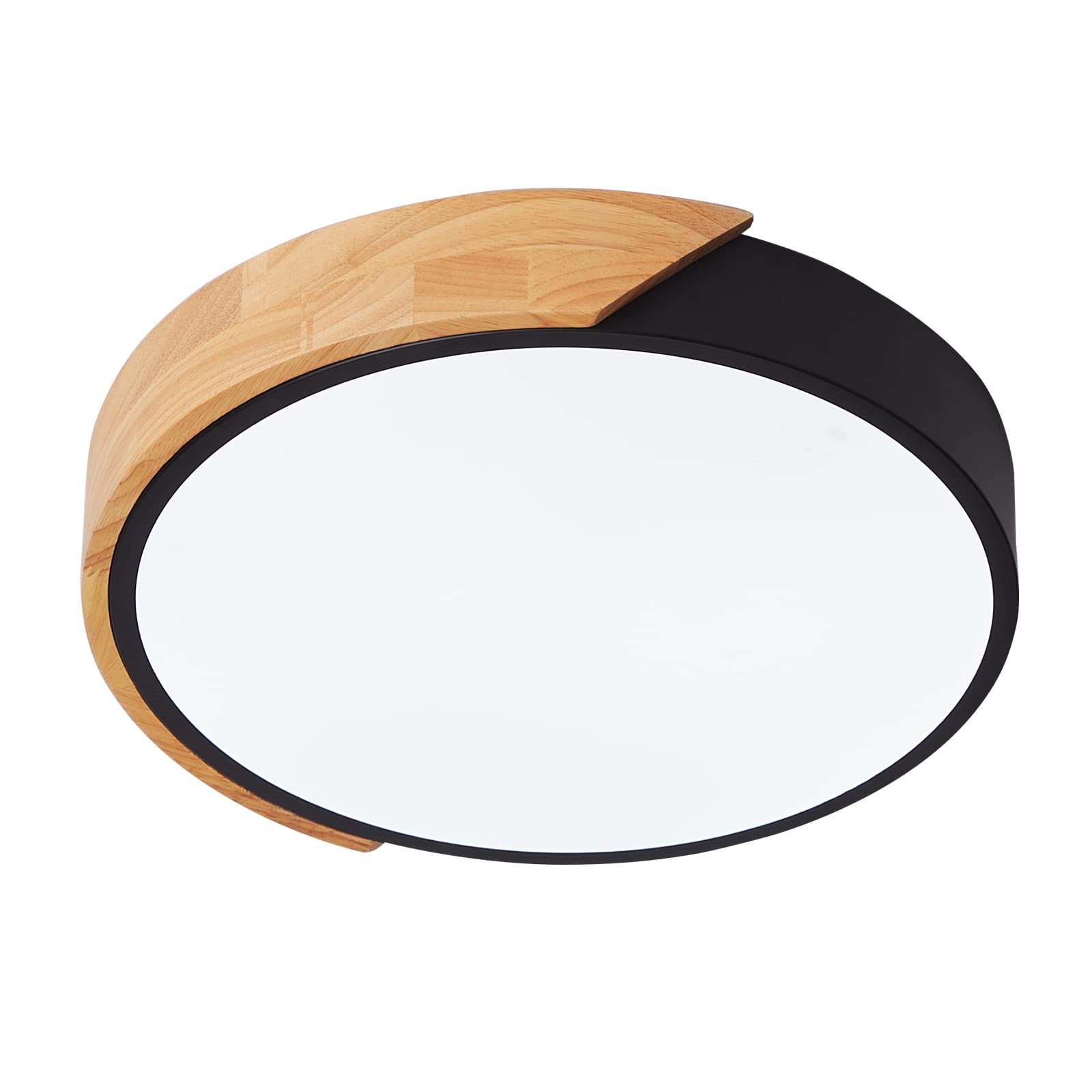 Schindora LED-Deckenleuchte 24W Kaltweiß 6000K 1600LM, Innen Holz Runde Moderne LED-Deckenleuchte Ø30cm für Lounge Flur Home Office Veranda