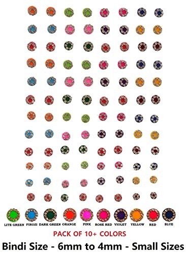 Vama Fashions Crystal Forehead Tilki Sticker kumkum Multicolour Stone Bindi Book Small Size for Girls & Ladies (Small Stone Bindi Book 372 bindis) - Image 4