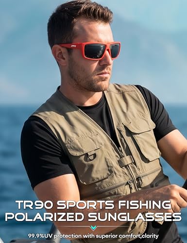 Image of ATTCL Polarized Sunglasses Men for Fishing: UV Protection Lightweight TR90 Sports Wrap Sun Glasses Driving Golf Running