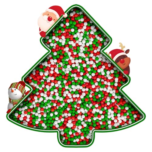 Image of Christmas Nonpareils Sprinkles for Cake Decorating,130g White Red and Green Mini Pearls Mix,Edible Sugar Holiday sprinkle for Cupcake Toppers,Cookie,Ice Cream Decorations Christmas Party Supplies