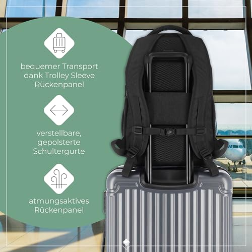 Travelite Handgepäck Rucksack, Laptop Rucksack 15,6 Zoll, BASICS, Daypack, Tagesrucksack mit vielen Fächern, 45 cm, 22 Liter