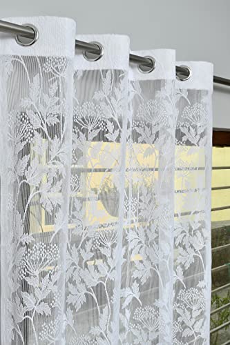 Image of Galaxy Home Decor Transparent Lily Net Curtain Sheer Curtains for Long Door 9 Feet, Pack of 2, White