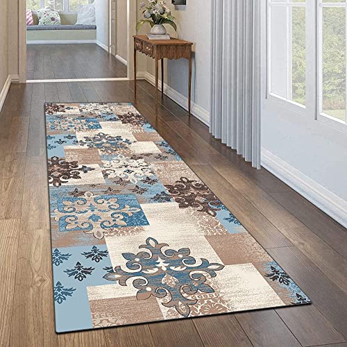 HLLING Tradizionale Blu/Beige Damasco in Fiore