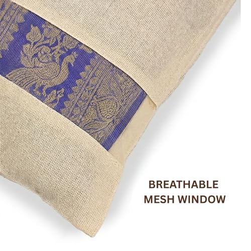 Image of Cotton Saree Cover Bags with Button Closure Pack of 12 | Breathable Cloth Storage Bags for Sarees, Silk Sarees, Lehengas, Dupattas & Garments | Reusable Wardrobe Organizer Covers (16 x 14 Inch)