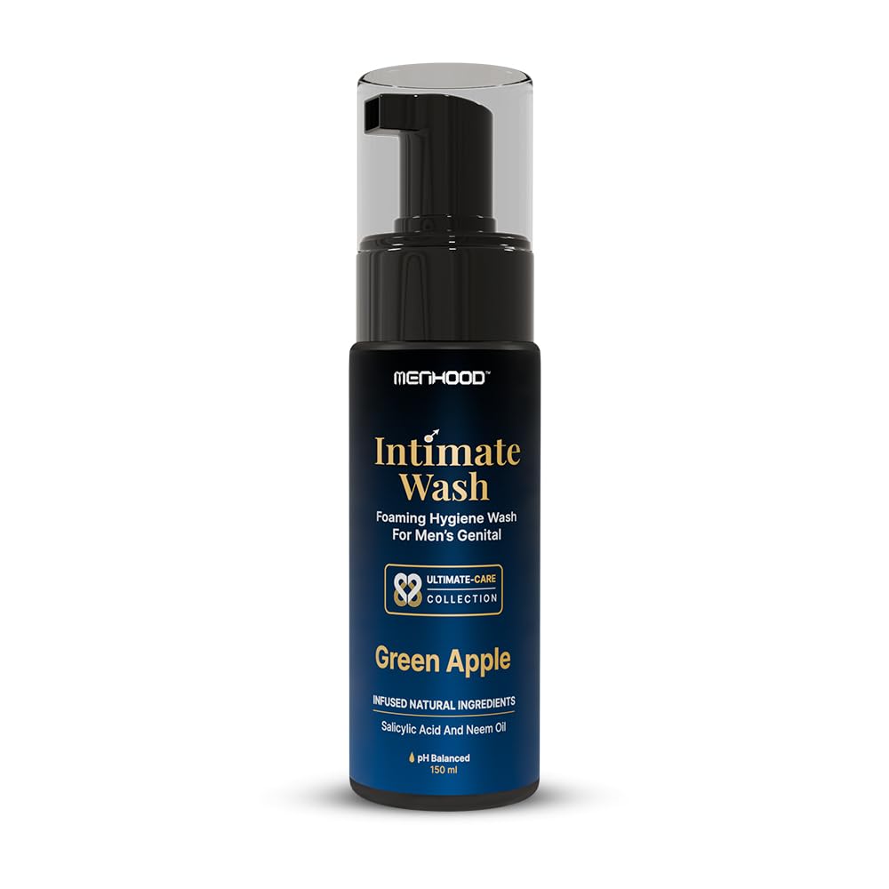 MENHOOD Intimate Wash for Men 150 ML| Tea Tree Oil Essential Neem Oil | Men Genital Wash |Mens Ball Hygiene |Anti-Fungal Foaming Wash | PH Balanced |Skin Brightening | Long- Lasting Freshness (Green Apple)-image-19