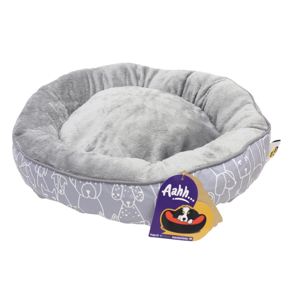 NutraPet Aahh… Snuggly L46 X w36 X h42Cms Flannel Grey Doggies Love, Pet Bed, Dog Bed, Cat Bed (Warm, Soft and Cozy)