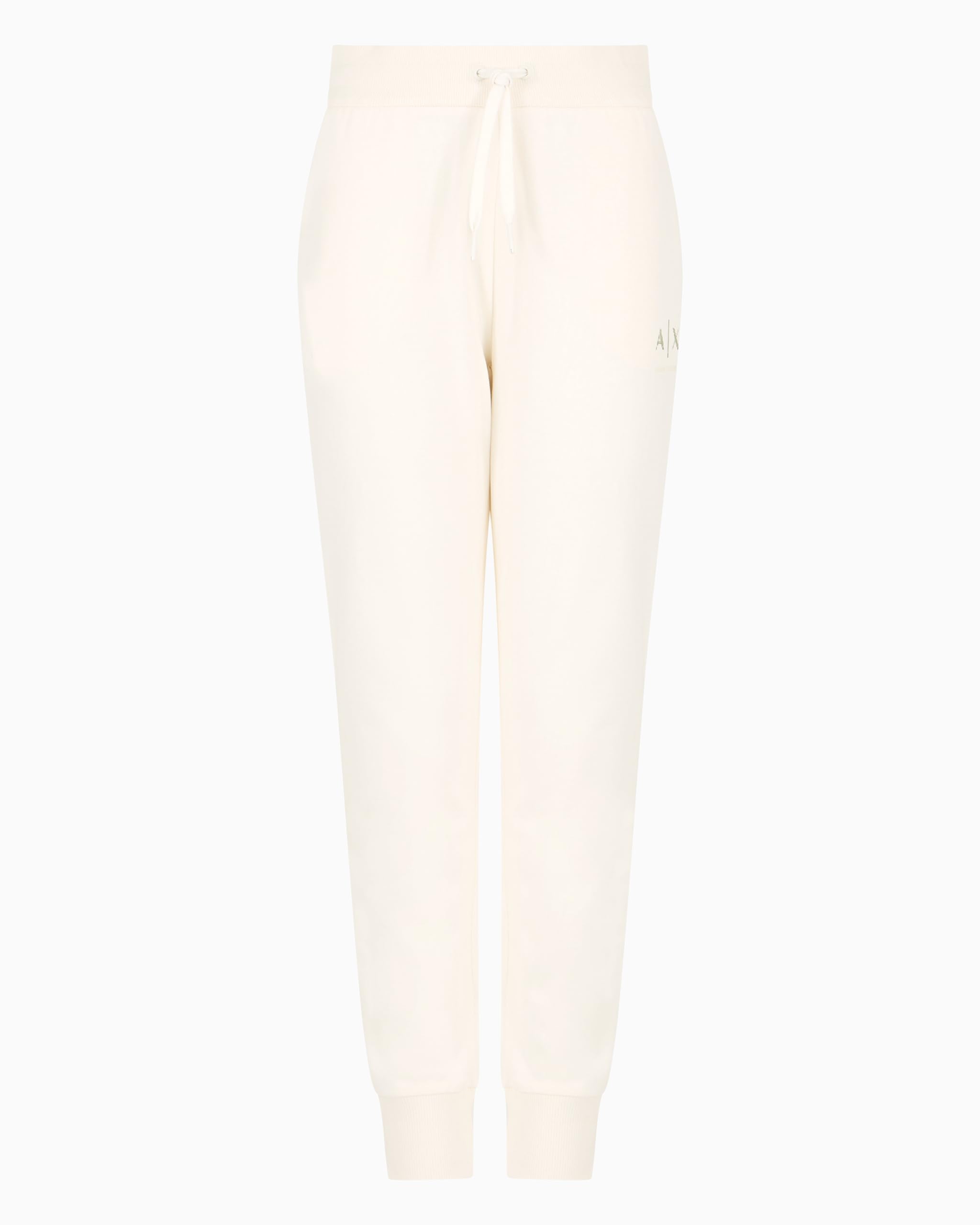 Armani Exchange Women's Arte Sella, Shiny Logo, Sweatpants, White, XL