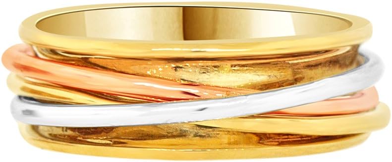 14k Tricolor Gold, Lady's Fancy Wire Woven Design Band Ring