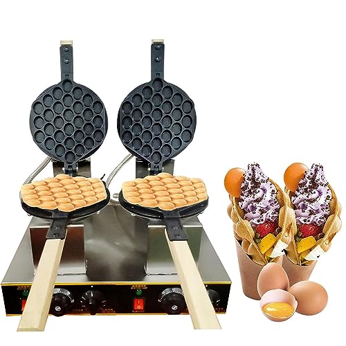 1400W Commercial Bubble Waffle Maker, 60PCS Electric Egg Cake Machine, 50-250? Temperature Adjustable, 0-5 Minutes Adjustable, for Commercial Cafe Restaurant
