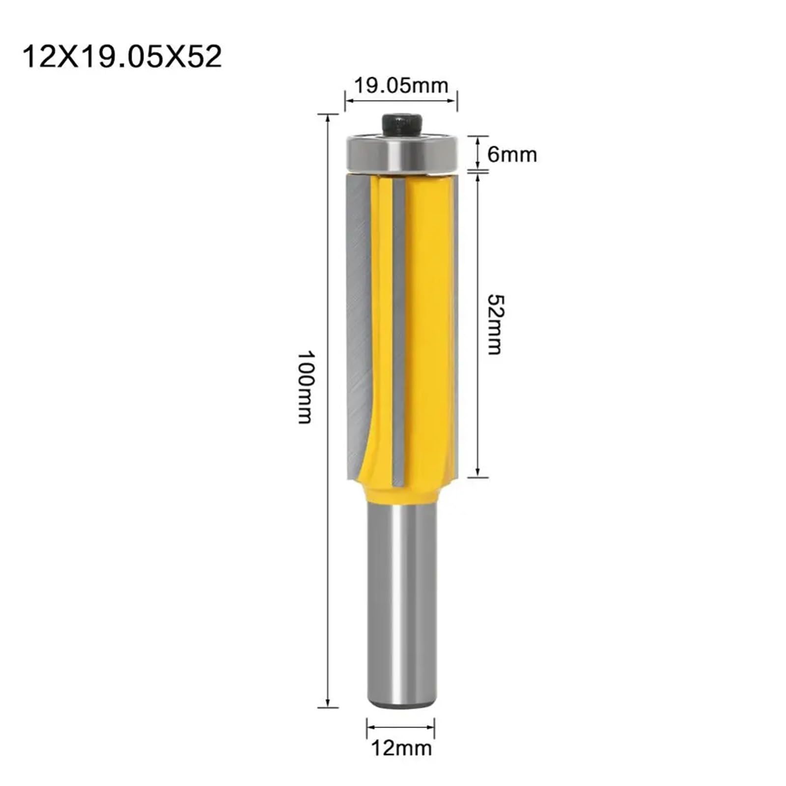 Broca de corte plana de 12 mm Z4, broca cepilladora con cojinetes superiores e inferiores, 1 unidad(12X19.05X52mm)