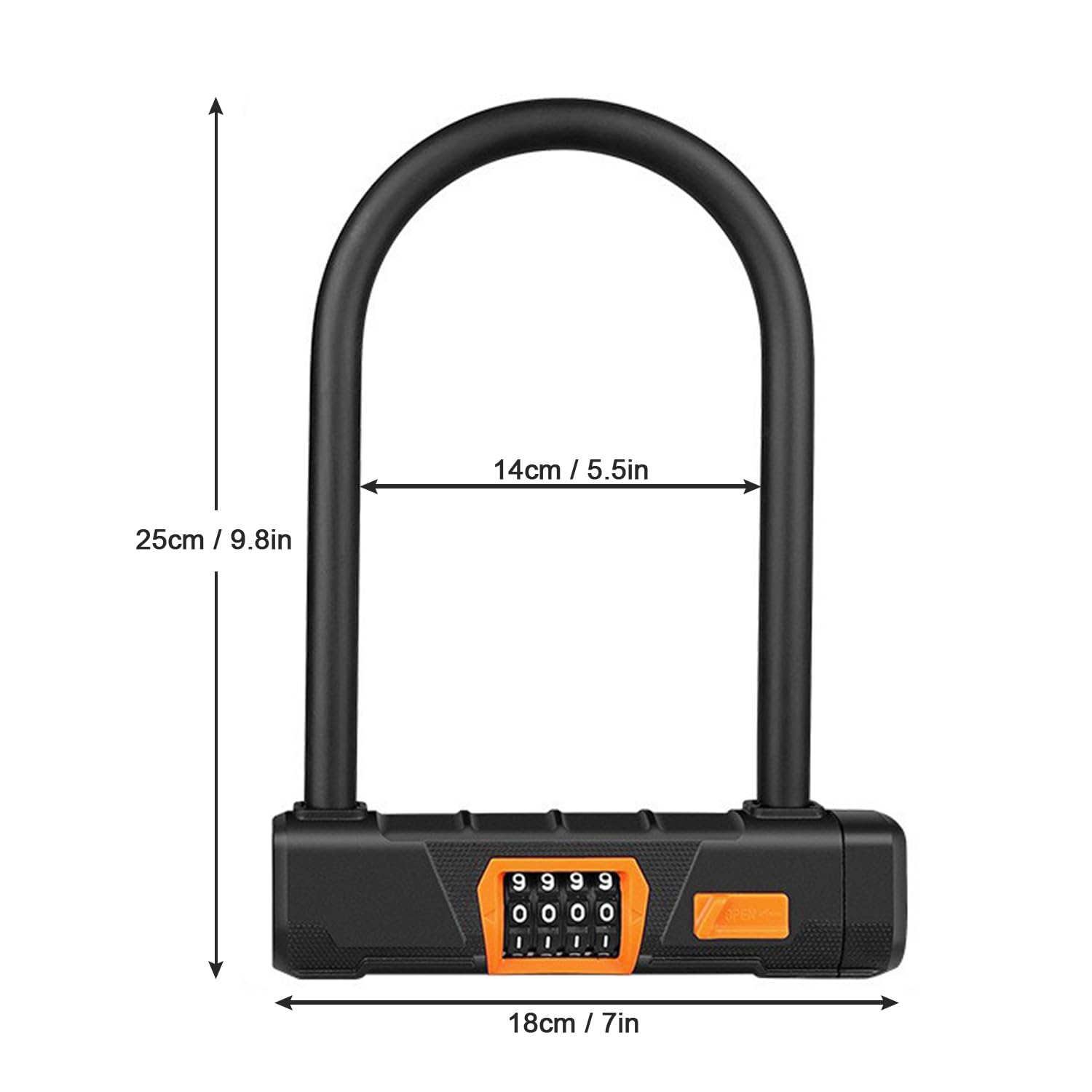 Lucchetto a U per bicicletta, Anti-furto A 4 cifre Serratura a combinazione con cavo, Lucchetto a cavo da 1,2 m per bicicletta, scooter elettrico, moto, porta