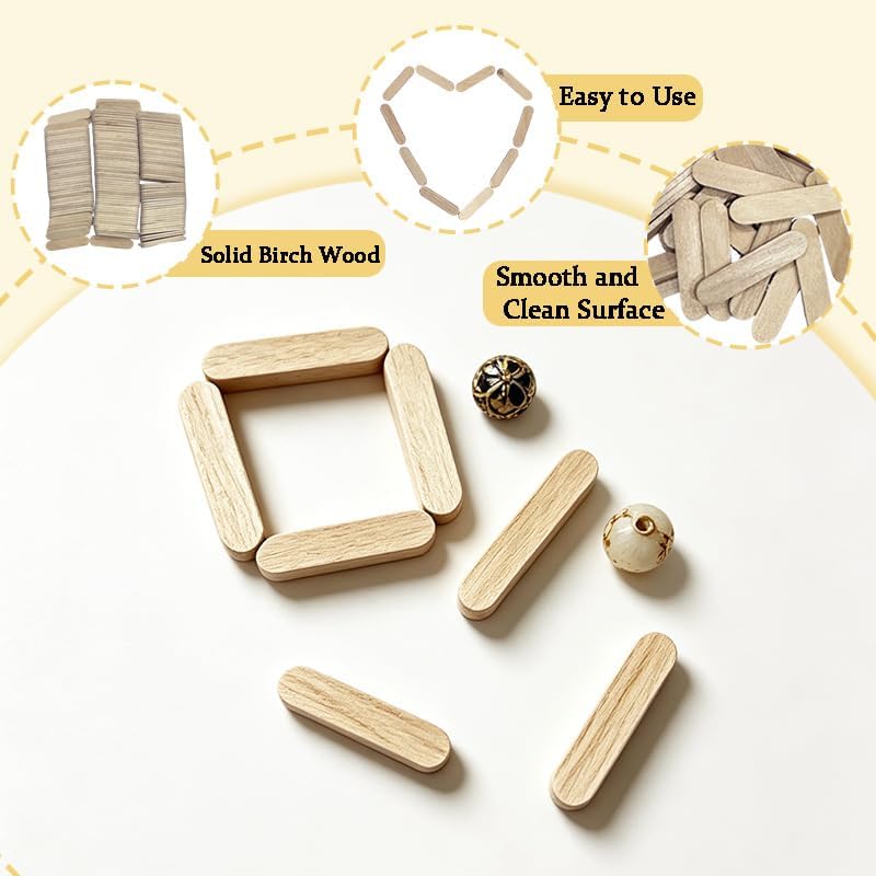 150PCS Mini Popsicle Sticks,Small Popsicle Sticks for Crafts, Natural Wood Popsicle Sticks for Food, Classroom Art Supplies, Homeschool Arts & Crafts, Waxing, DIY Projects and Handwork